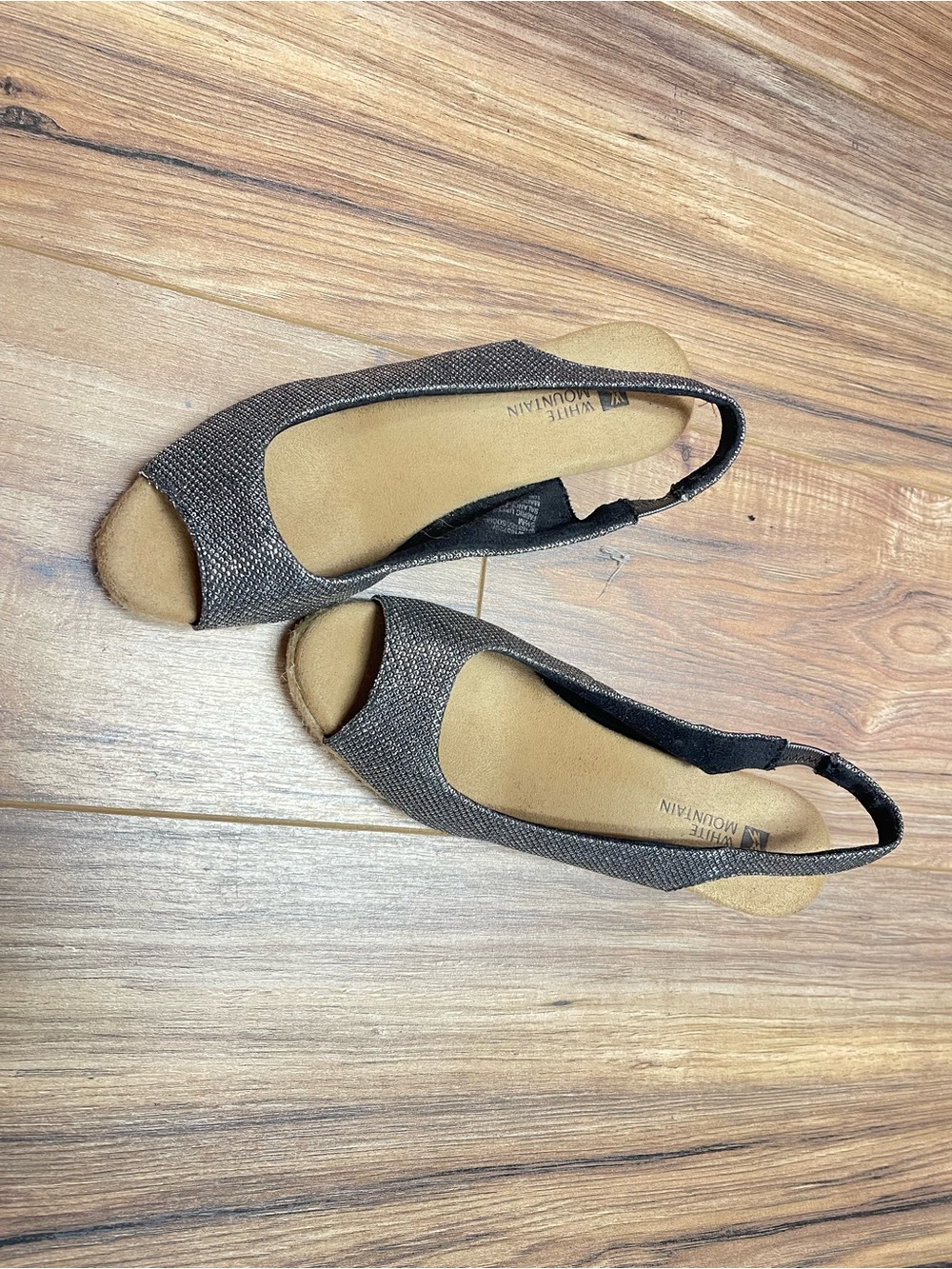 White Mountain Brown Peep-Toe Slingback Flats